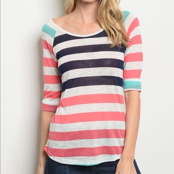 Scoop Neck Top Striped - Picture 1 of 7